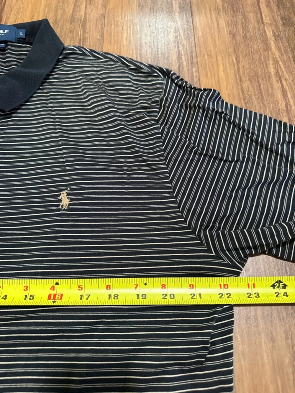 Polo Golf Ralph Lauren Men's Size L Pima Cotton Black Striped Short Sleeves